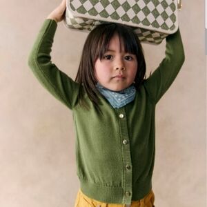 Petit Sezane Swan Cardigan + Pouch